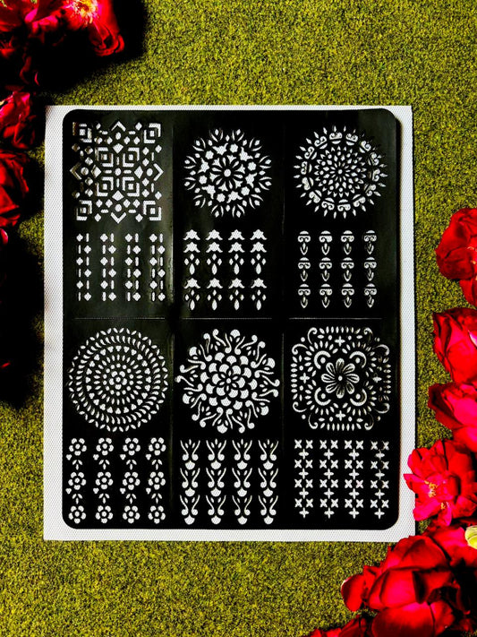 Multi Tikki + Fingers Stencils Set 2