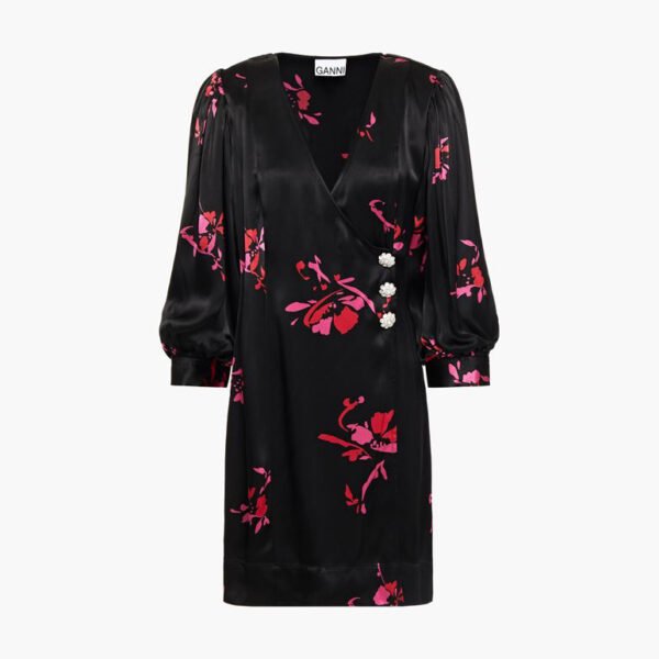 GANNI Floral-print Wrap dress
