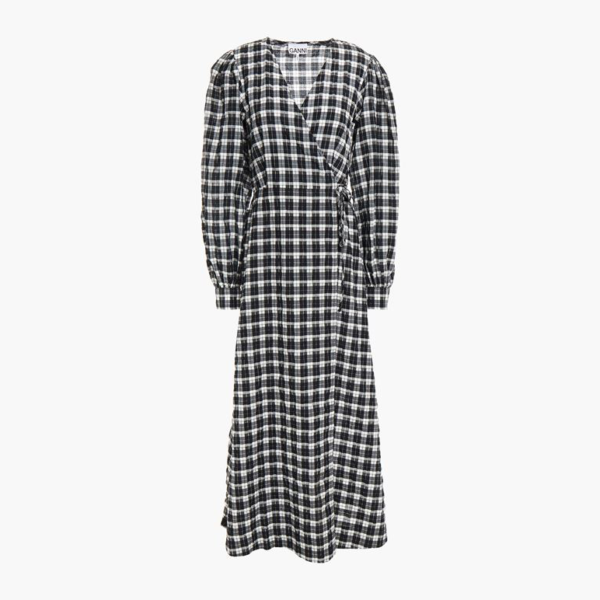 GANNI Checked Midi Dress